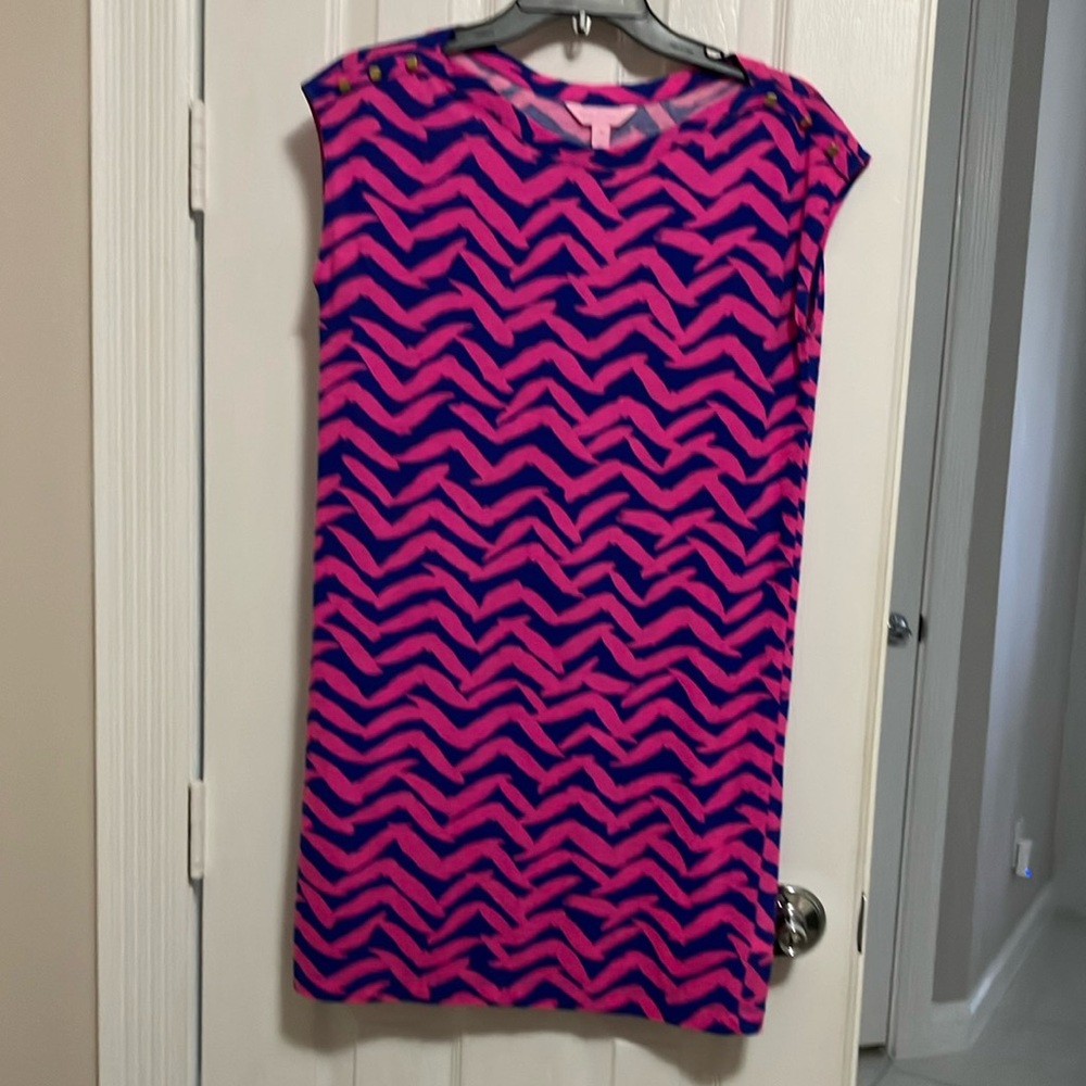 Lilly Pulitzer Pink and Blue Chevron Dress